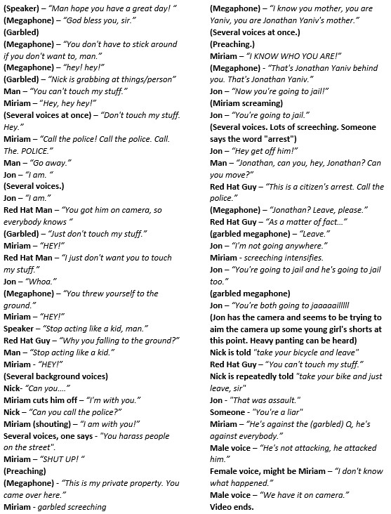 jessica yaniv beach scuffle video transcript